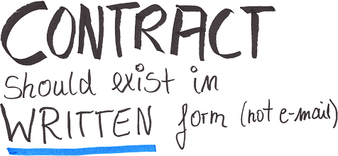 Contract should exist in written form (not e-mail)